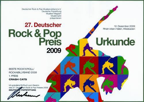Urkunde zum Rock &amp; Pop Preis 2009